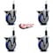 Service Caster 5'' Blue Poly Swivel 1-1/8'' Expanding Stem Caster Set with Brake, 4PK SCC-EX20S514-PPUB-BLUE-PLB-118-4 - alternate 2